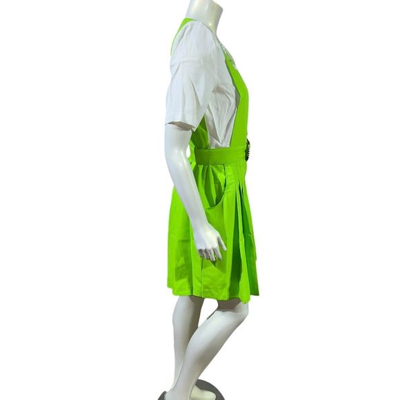 1960s Willy's Influence Lime Green & White Belted Romper Playsuit Lace Mod Go-Go - Picture 5 of 13